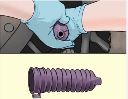 Slide the boot back on the inner tie rod